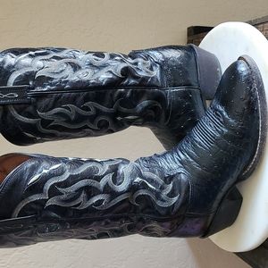 Tony Lama Bohnam Ostrich Round Toe Cowboy Boots 8 D